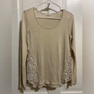 Cream Sweater with Crochet Sides